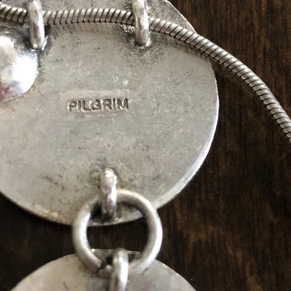 NWT Pilgrim Danish Design Enamel Necklace Silver Tone & Gold  Circle Pendant - Picture 4 of 13